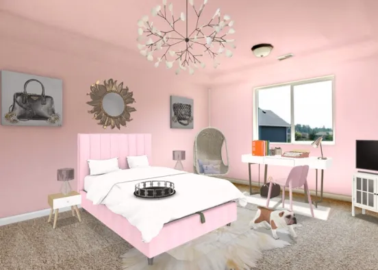 pink + gold room  Design Rendering