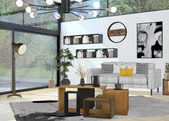 Industrial livingroom Design Rendering