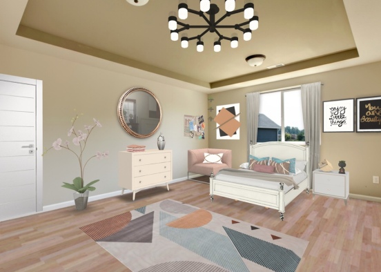 Jessica's pink and white bedroom Design Rendering