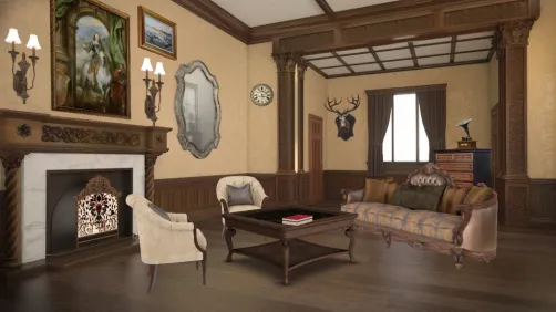 Sala européia de lazer típica  no começo  do século  XX.