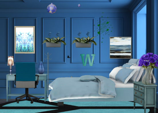 Blue beautiful room Design Rendering