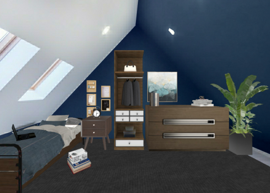Quarto Retrô Moderno Design Rendering