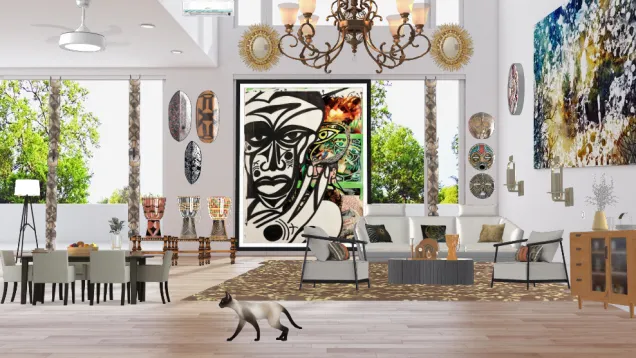 AFRICAN LIVING AND DINING ROOM