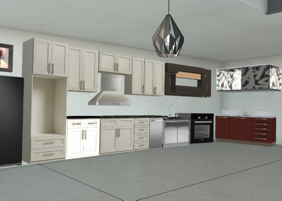 Modular kitchen design floor, wall and tall unit Design Rendering