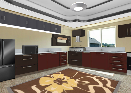 Modular kitchen Design Rendering