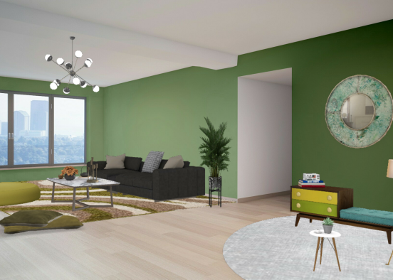 Green living room  Design Rendering