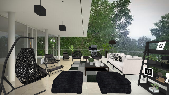 My black and white patio Design Rendering
