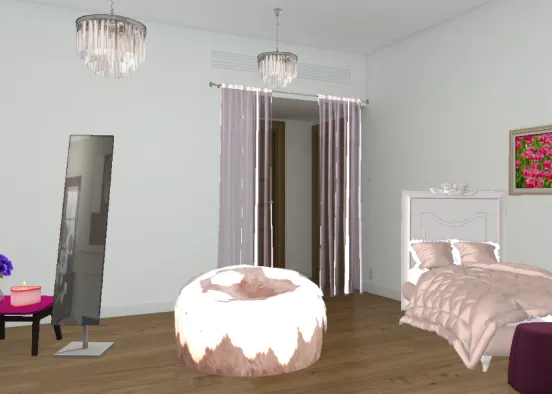 all-pink bedroom Design Rendering