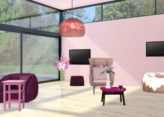 all-pink-living-room Design Rendering
