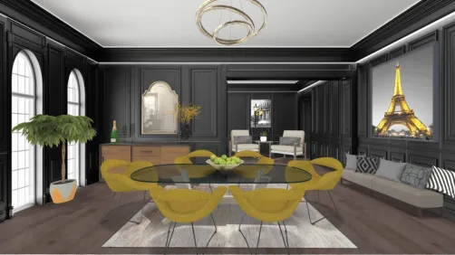 Mustard and Black dining room