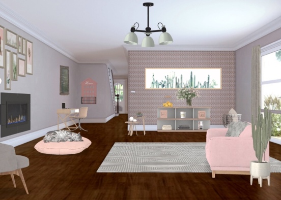 pink living room  Design Rendering