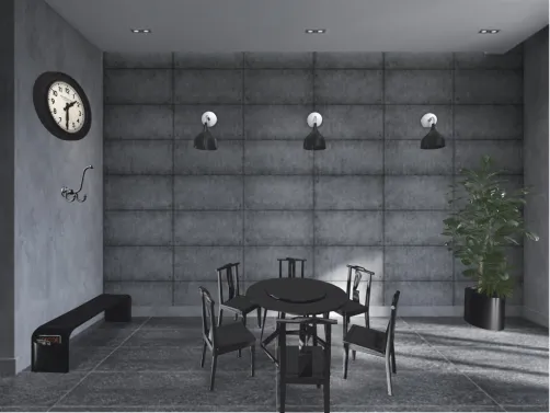 black dining room interior