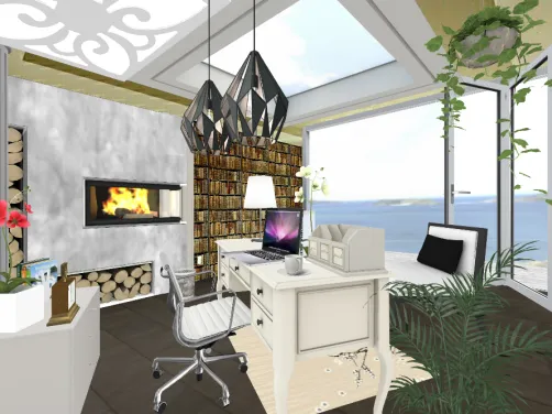 Cozy home office by the shore