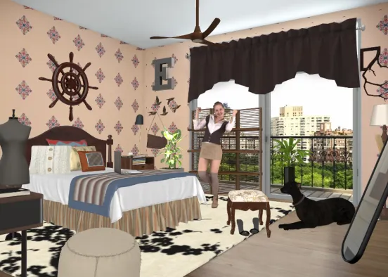 Brown bedroom  Design Rendering