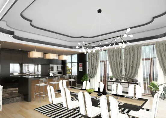 Cocina y comedor Design Rendering