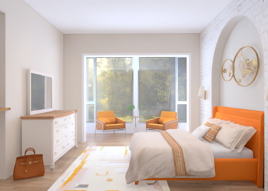 Orange bedroom  Design Rendering