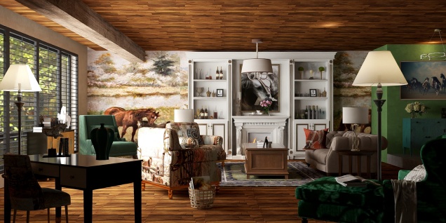H.  Horse.  Equestrian themed room.