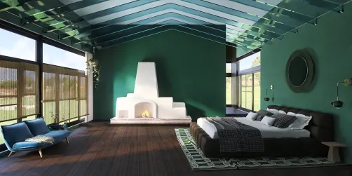 Bedroom with fireplace