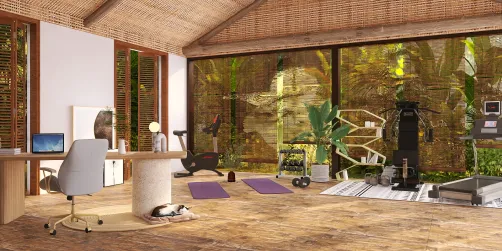 classy, modern gym room with a space to 