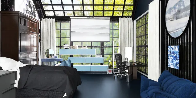 blue and black bedroom for teens
