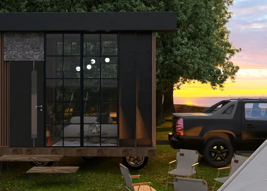 # Tiny House Living. Renderização de Design