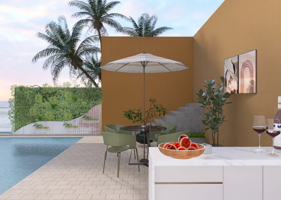 Outdoor poolside dining area design Design Rendering