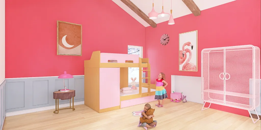 a small room with a pink wall and a pink floor 