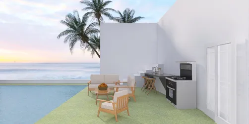 Jardín de verano con piscina