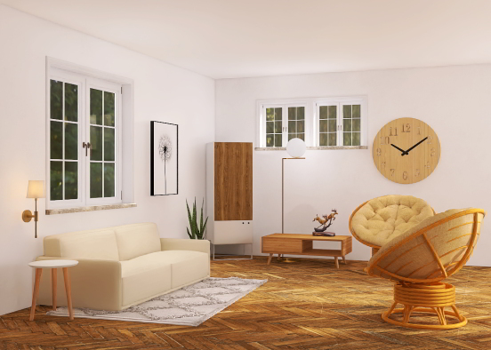 Tan living room Design Rendering