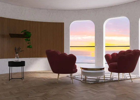 A nice living room sunset! Design Rendering