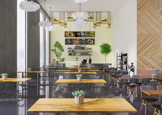 Cafe interior design  Design Rendering