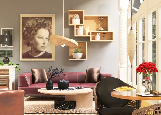 Living room with wide window idea 💡 Design Rendering