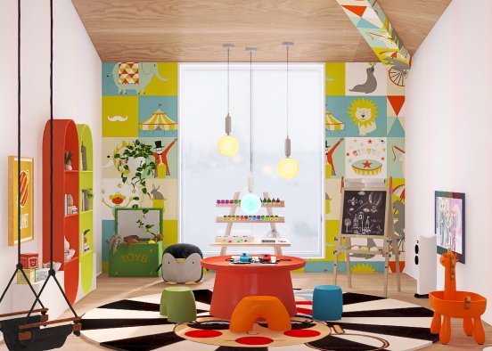 attic playroom for kids  Design Rendering