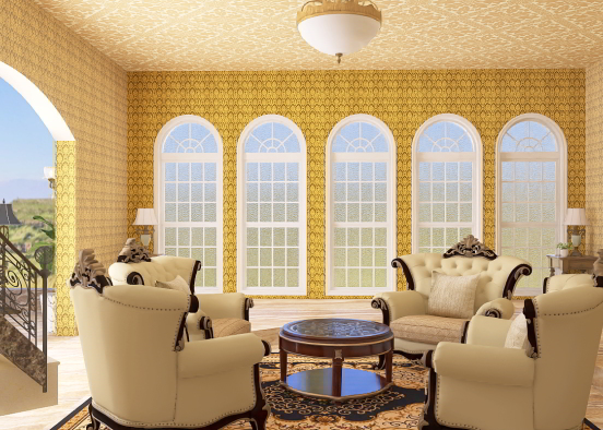 Golden living room Design Rendering
