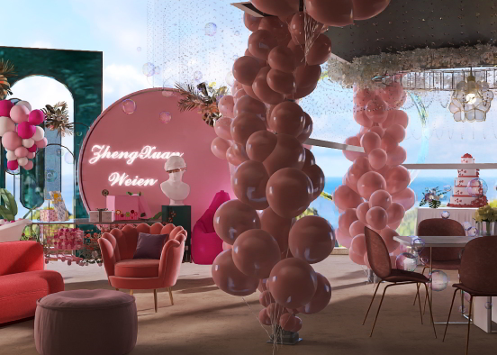Millennial pink baby shower  Design Rendering