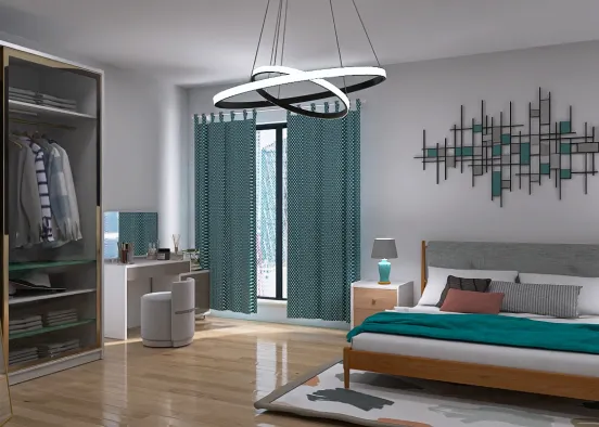Torquoise bedroom Design Rendering