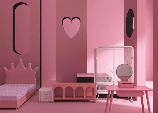 1 colour  build challenge Pink room with Moody  Design Rendering