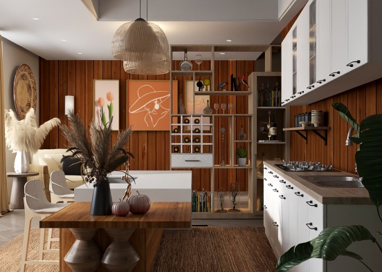 wood kitchen Design Rendering