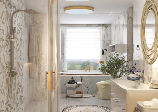 Luxurious golden bathroom 💛🫶🏻 Design Rendering