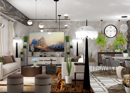 Open livingroom  Design Rendering