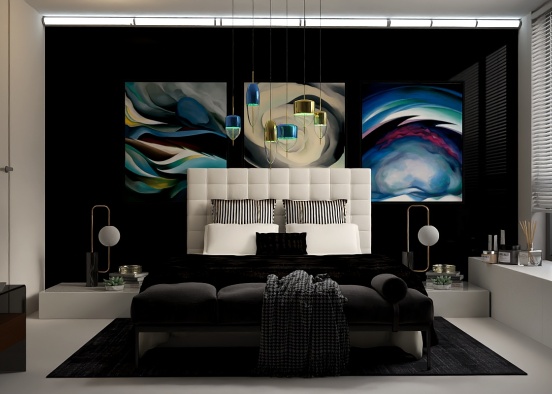 Black bedroom for a modern teenager  Design Rendering
