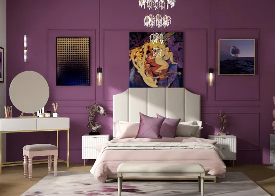 Purple bedroom  Design Rendering