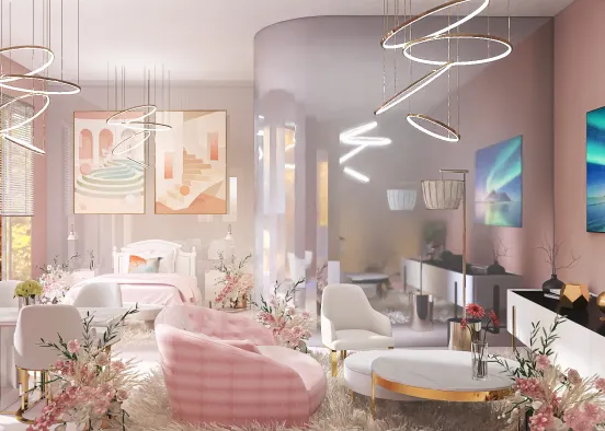 pink luxury room Design Rendering
