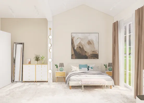 Scandinavian bedroom Design Rendering