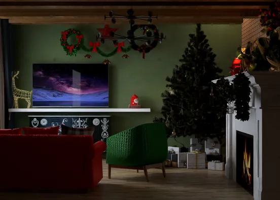 Small Christmas living room  Design Rendering