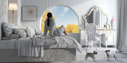 Comfy White Bedroom with a View