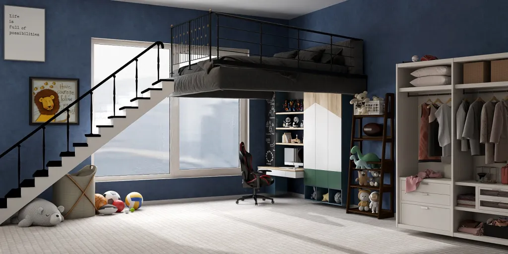 a living room with a staircase and a staircase 