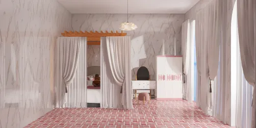 A child's pink bed room 