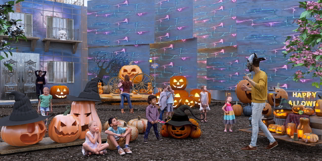 Halloween pumpkin garden