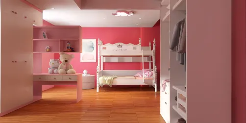 Pink girl's bedroom for kids
